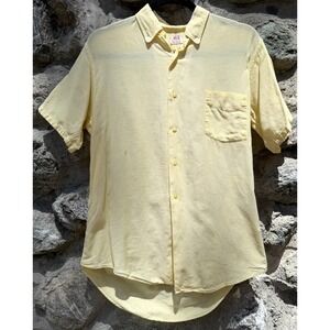 1950s‎ Vintage BVD Sanforized Short Sleeve Button Down Shirt M Yellow Cotton